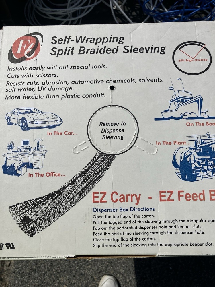 Split Braided Cable Sleeve Self-Wrap Wire Loom for A/V And Auto Harness Black