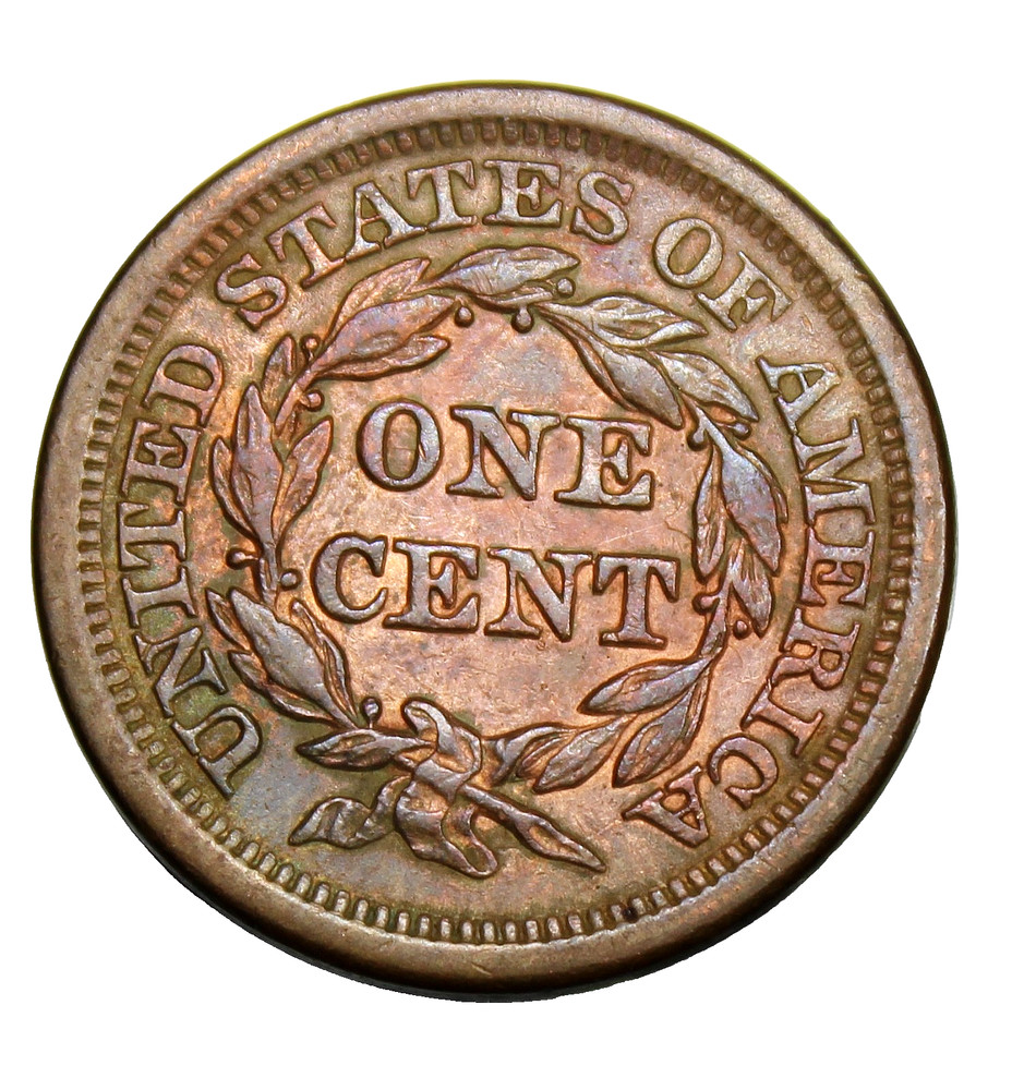 1854 Braided Hair Large Cent - Sharp XF !!