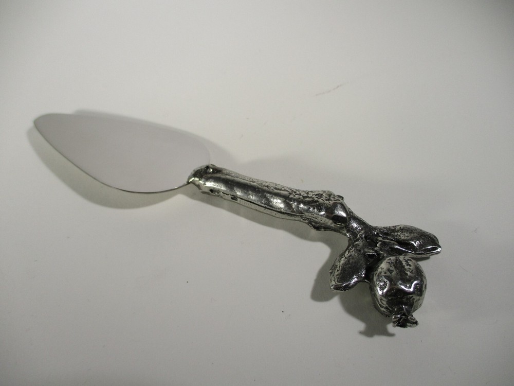 pewter- handled cheese spreader handcrafted pomegranate design Patrick Meyer