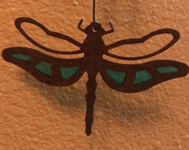 Primitive New Metal Blue Rustic Dragonfly Wind Chime
