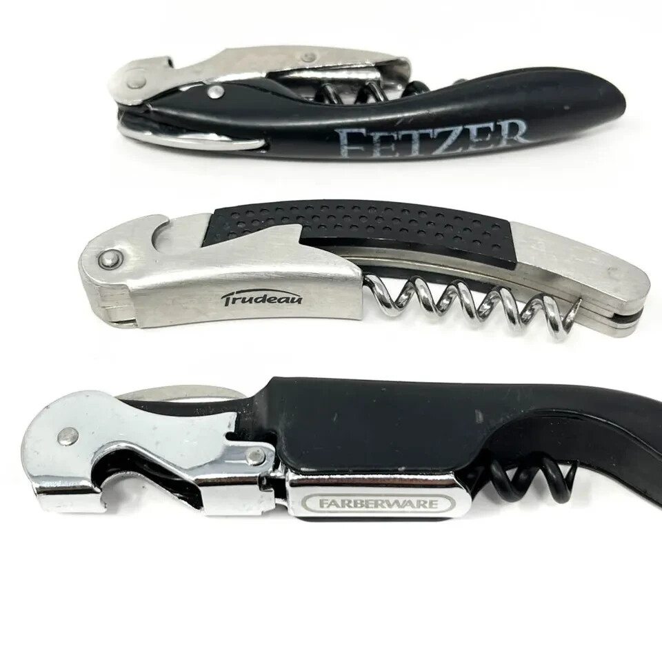 4 Pcs Aervana, Farberware, Trudeau, Fetzer Corkscrew Wine Bottle Opener