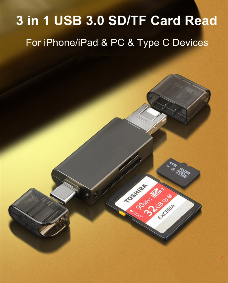 Micro SD Card Reader Adapter to USB 3.0 Type C Samsung Apple Iphone Ipad Macbook
