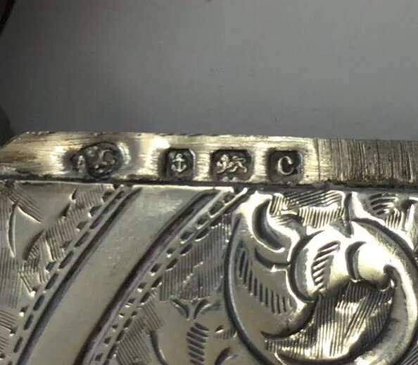 Antique 1902 Arthur Cook Large Size Solid Silver Vesta Case 5.5cm In Length