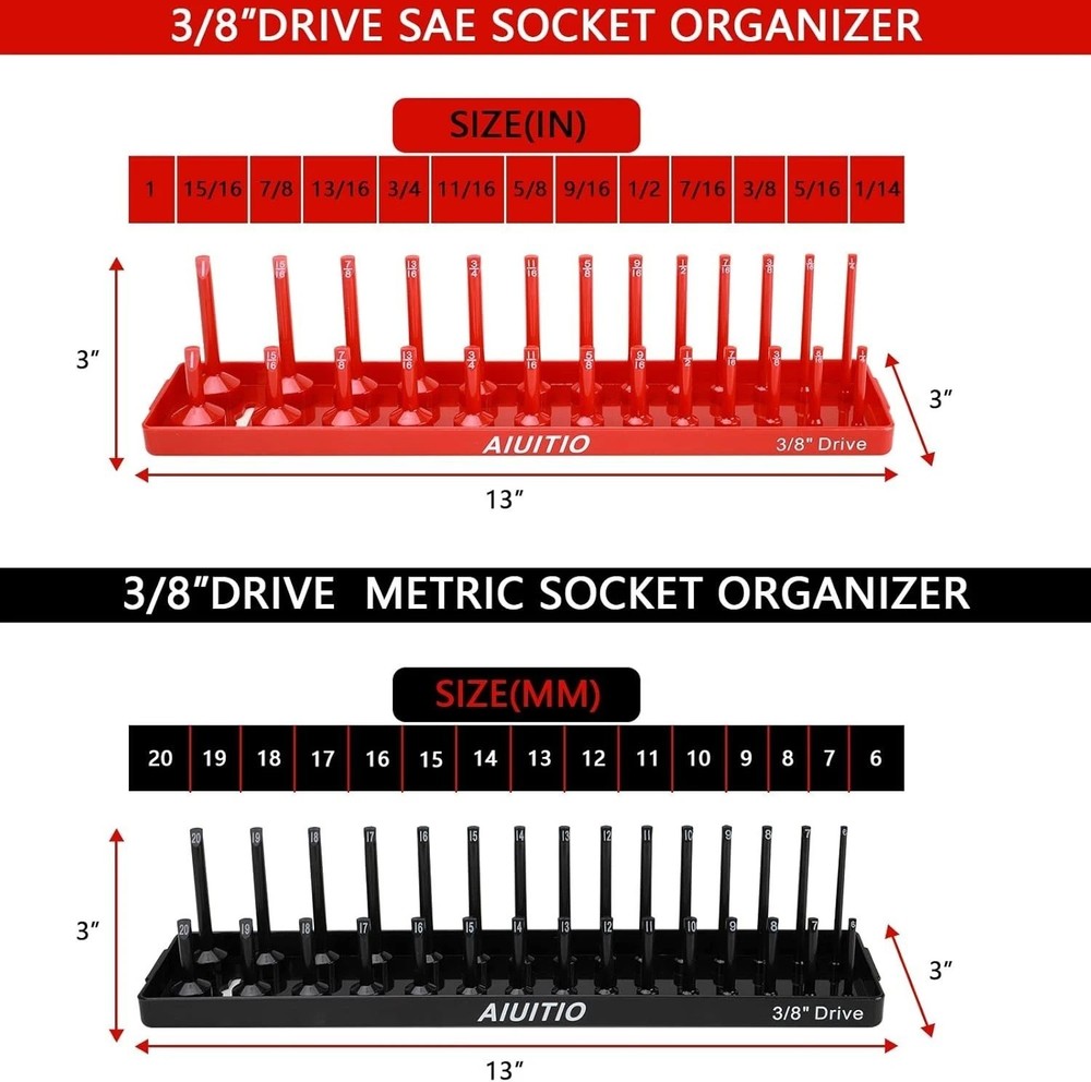 Complete 8-Piece SAE & Metric Socket Organizer Tray Set – Time-Saving Solution