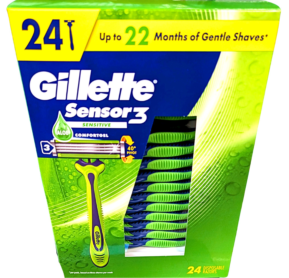 Gillette Sensor3 Sensitive Men's DisposableRazor 24 Count