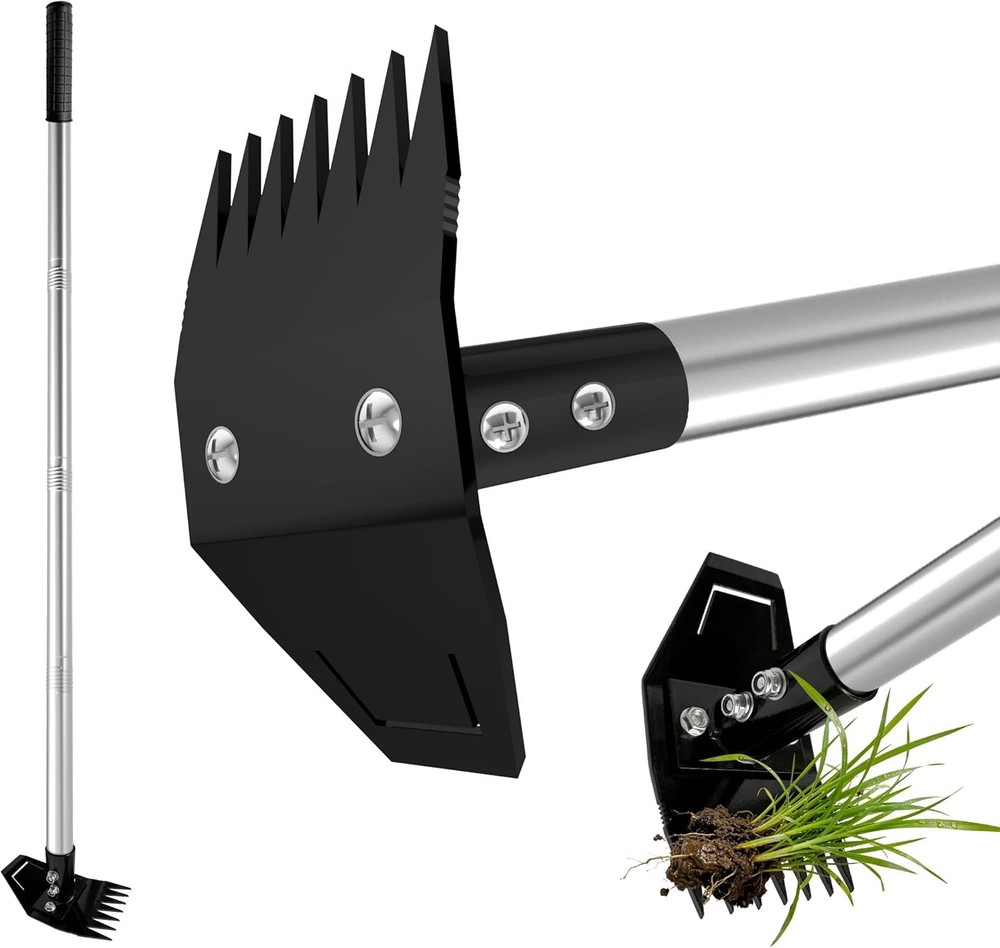 Weed Puller Tool with Long Handle, Manual Weed Remover Tool, 2 in 1 Weed Rake&Gr