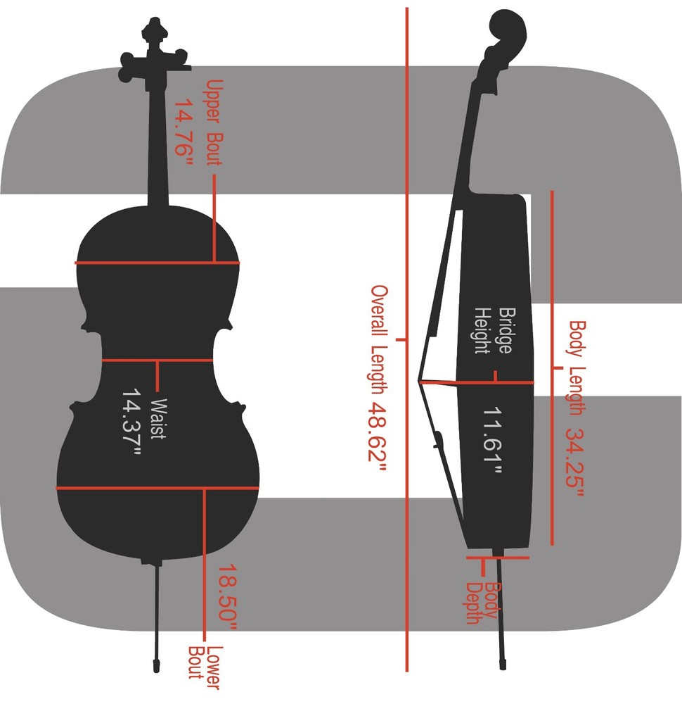 Crossrock 3/4 and 4/4 Size Cello Case | ABS Molded Hardshell with Wheels-Silver