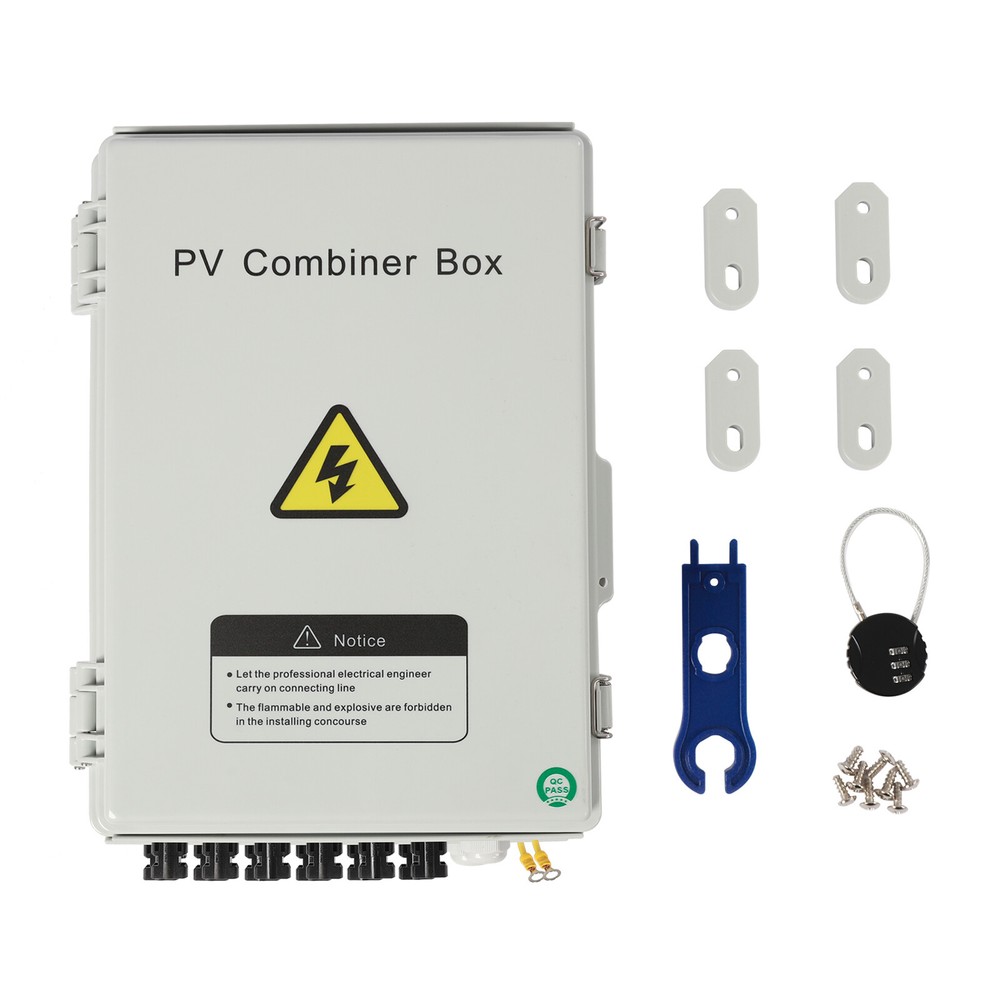 6 String Solar PV Combiner Box 63A Circuit Breaker Junction Box for Solar Panel