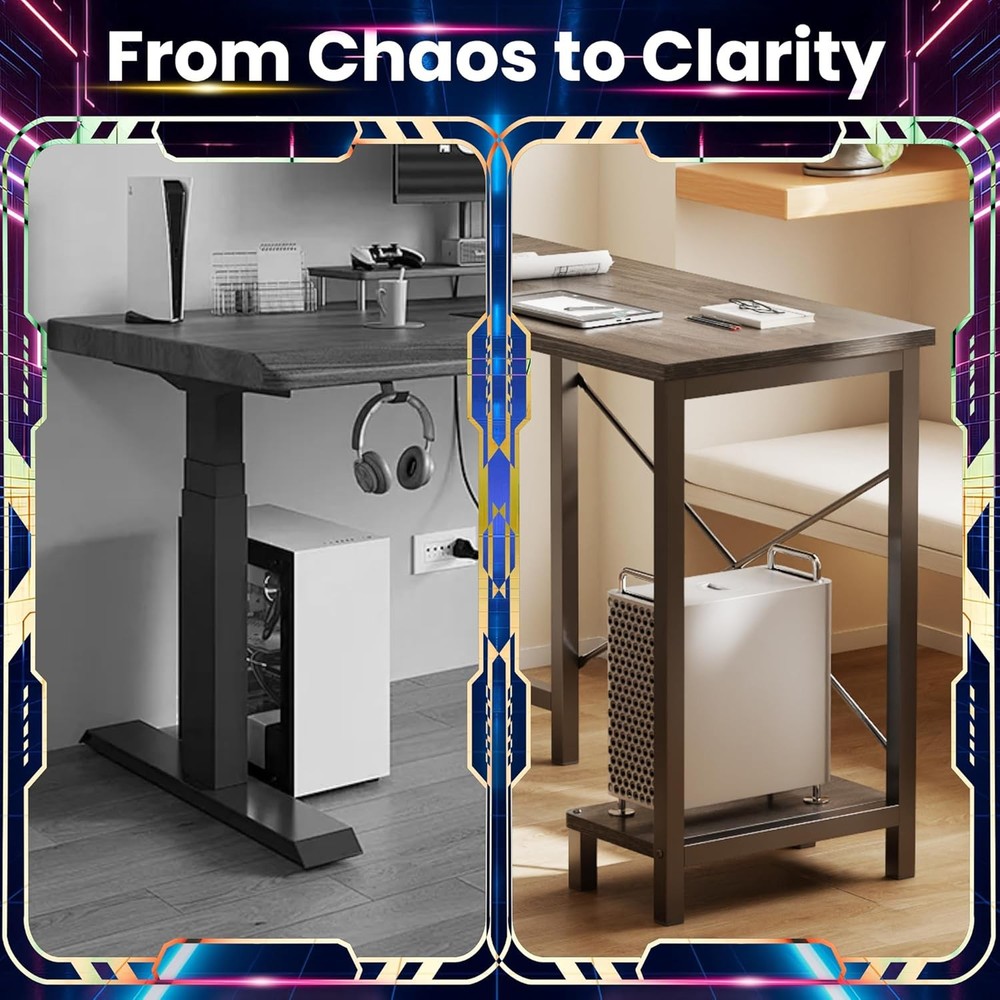 L Shaped Desk Gaming Computer Desks Corner Office Table W/ CPU Shelf Home Study