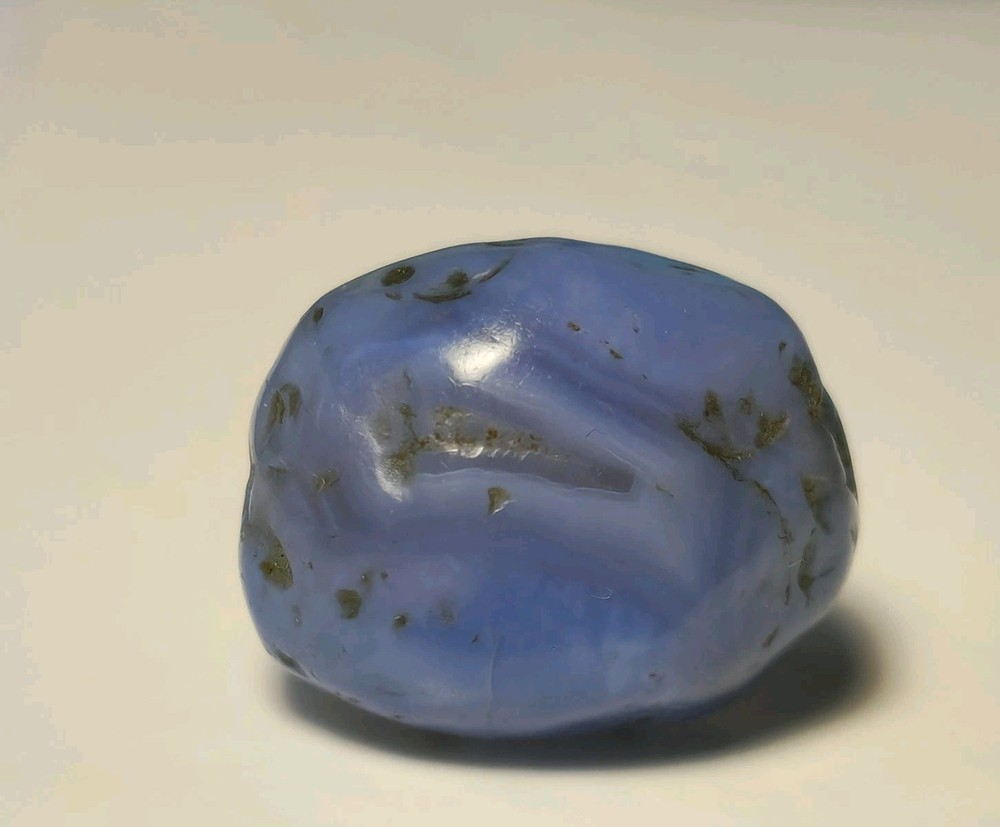 ANCIENT RARE BLUE CHALCEDONY AGATE EYE BEAD