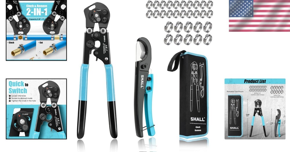 Complete PEX Crimping Clamp Tool Set with Ergonomic Handle & Storage Bag