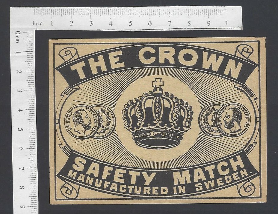 THE CROWN 1910s-40s large packet size matchbox label