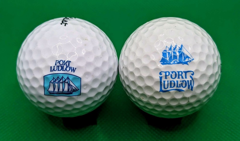2 Different Port Ludlow Golf Course logo golf balls (Ludlow, Washington)