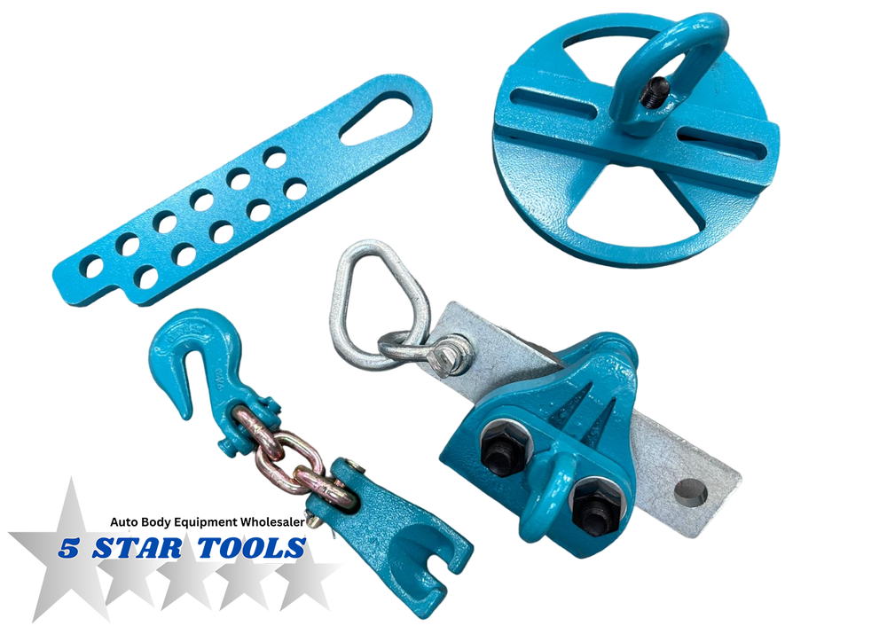 NEW 4 PIECE AUTO BODY FRAME MACHINE TOOLS AND CLAMP