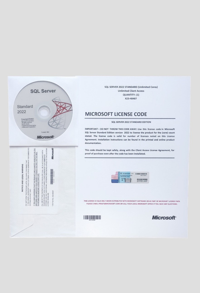 SQL Server 2022 Standard Unlimited Core & Unlimited User CALs with COA