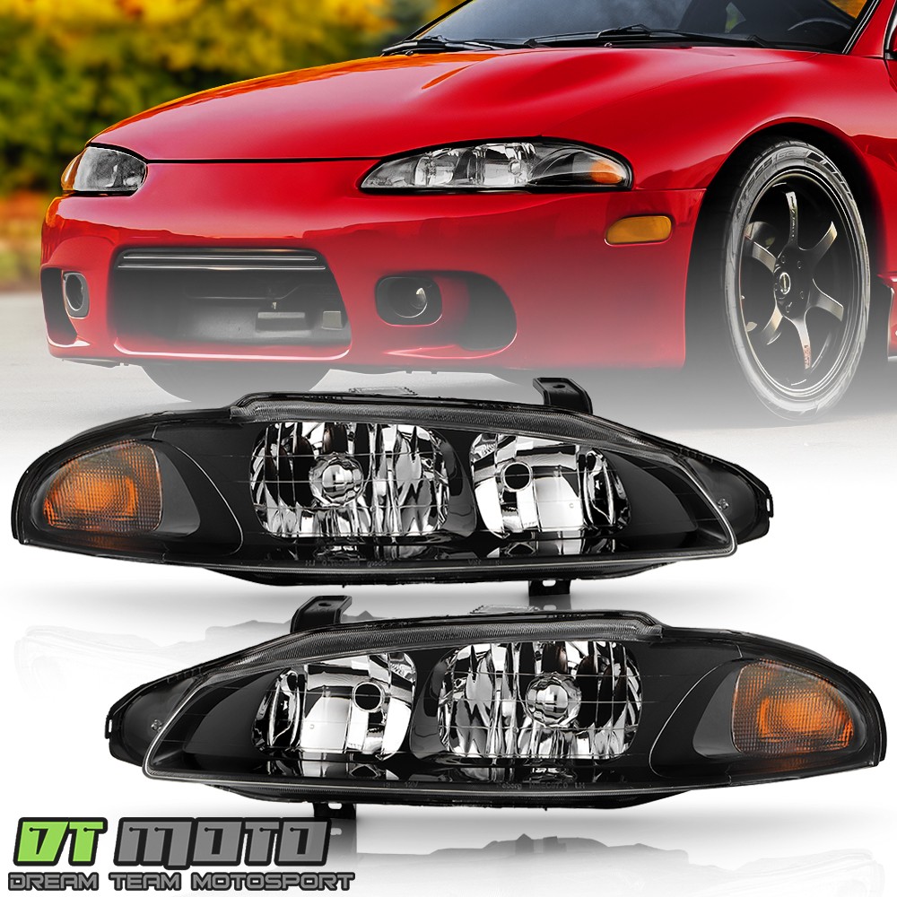 For 1997 1998 1999 Mitsubishi Eclipse Headlights Headlamps Pair Set Left+Right