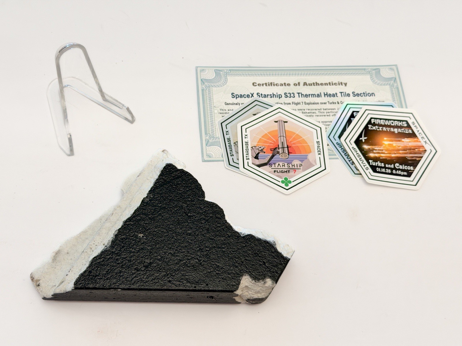 SpaceX Starship Flight 7 Ship 33 Ragged Islands Recovered Tile Relic & Extras