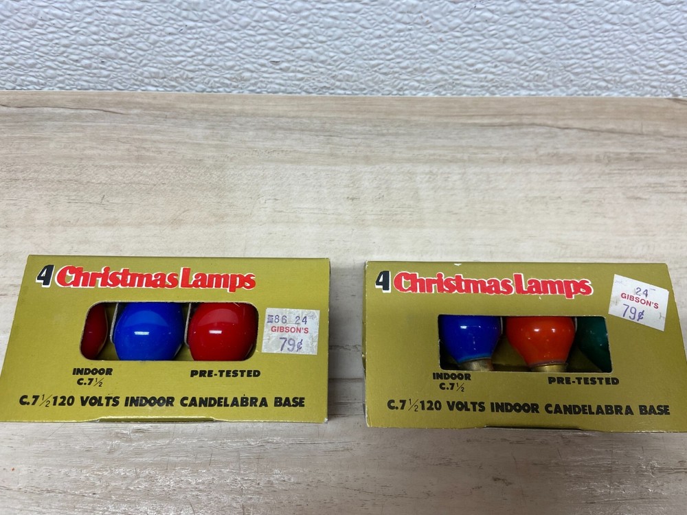 Vtg Multy Colored 2 Pack Christmas Lights Replacement Bulbs 4Pc Each # C 7.5