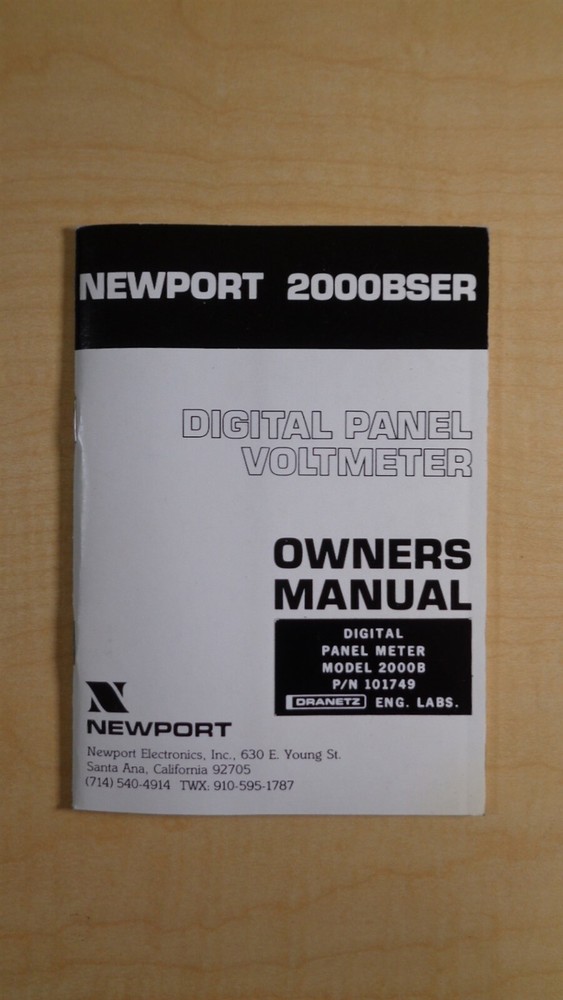 Newport 2000BSER Digital Panel Voltmeter Owners Manual 7E B2