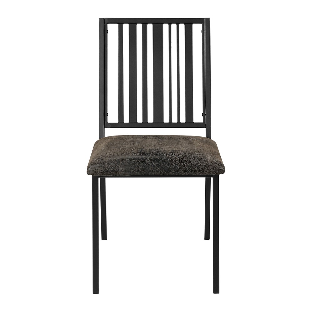 Brown and Black Slat Back Side Chair
