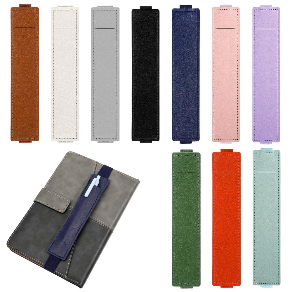 10 Pcs Pen Holder for Notebook, PU Leather Adjustable Book Strap, Notebook Pen