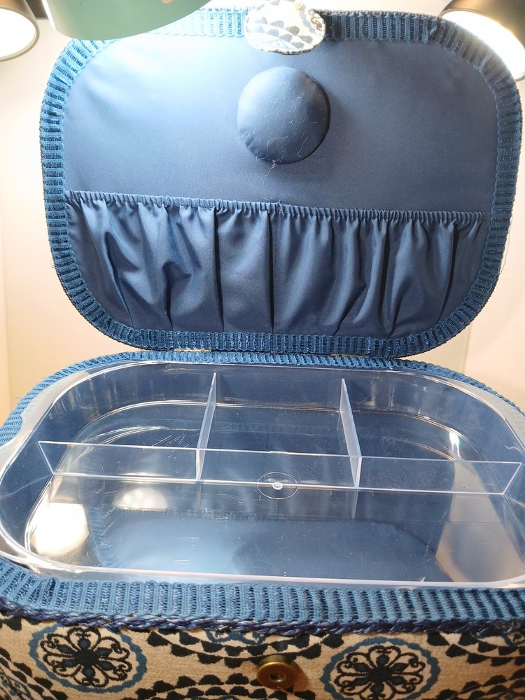 Sewing Box Organizer With Plastic Insert Mandala Style Pattern