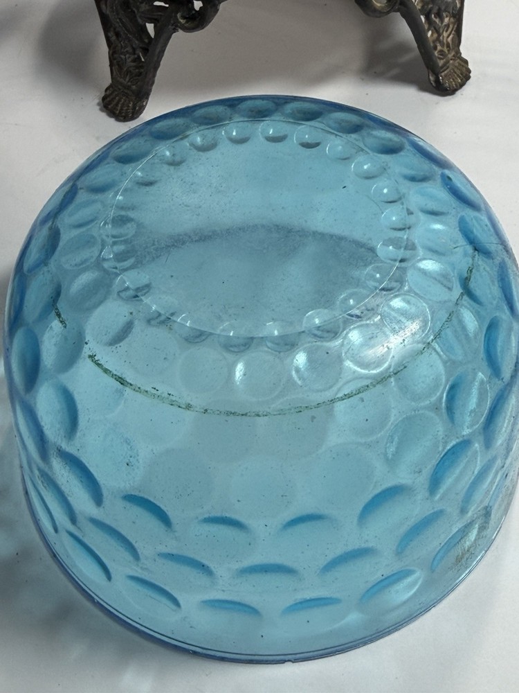 Vintage Silver Plated Blue Sugar Bowl Caster
