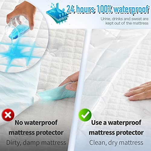 Size Waterproof Mattress Pad Protector, Breathable Quilted Mattress King White