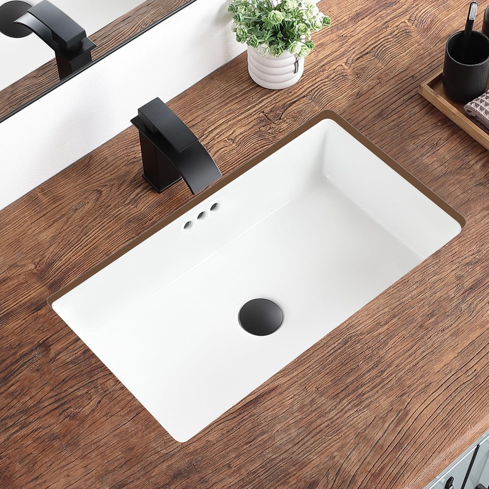 24 Inch Undermount Bathroom Sink Rectangular Undermount Sink White Ceramic Un...