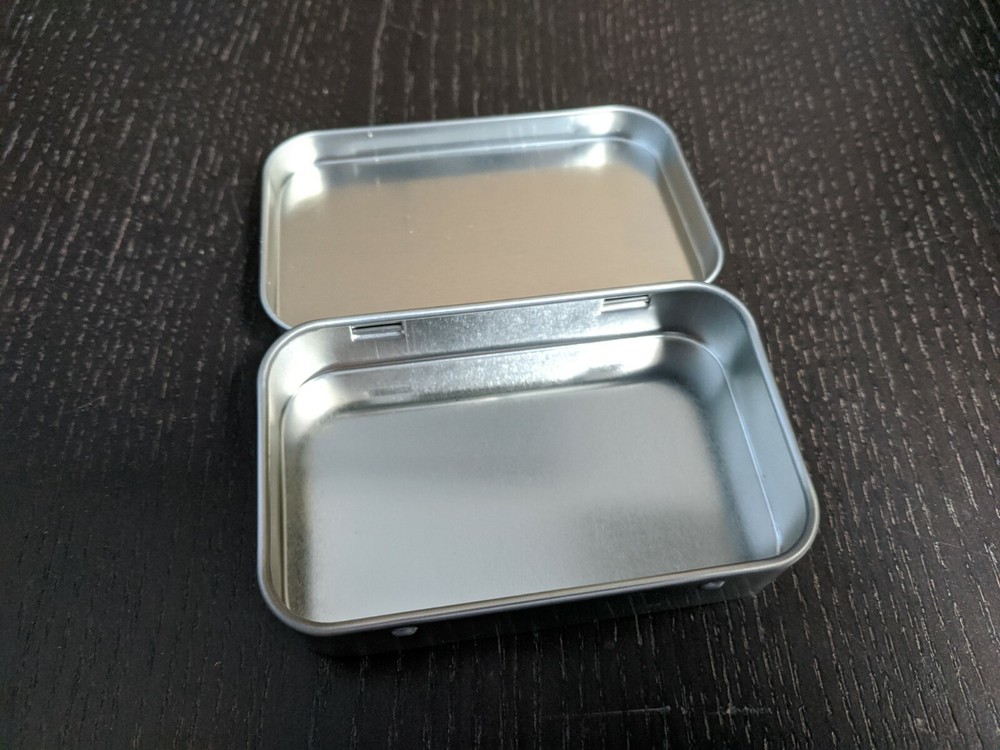 Hinged Steel Tin Storage Boxes Craft Hobby Rectangular Silver Can