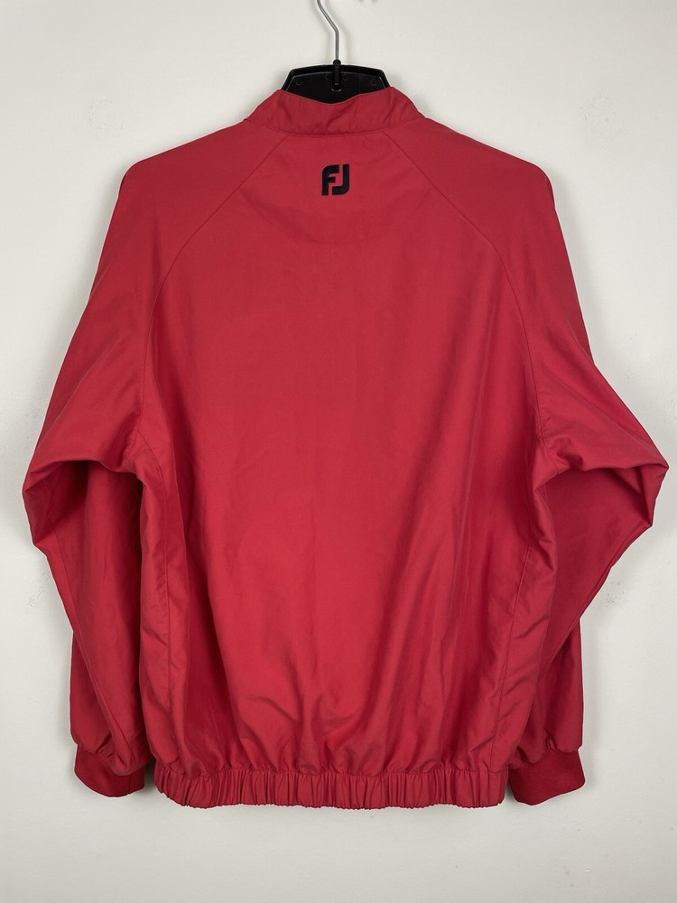 FootJoy Golf Windbreaker Medium Red Mock Neck Snap Button Quarter Zip Pullover