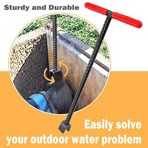 16" Multi-Functional Water Meter Key - 4 Way Valve Shutoff Tool for Utilities