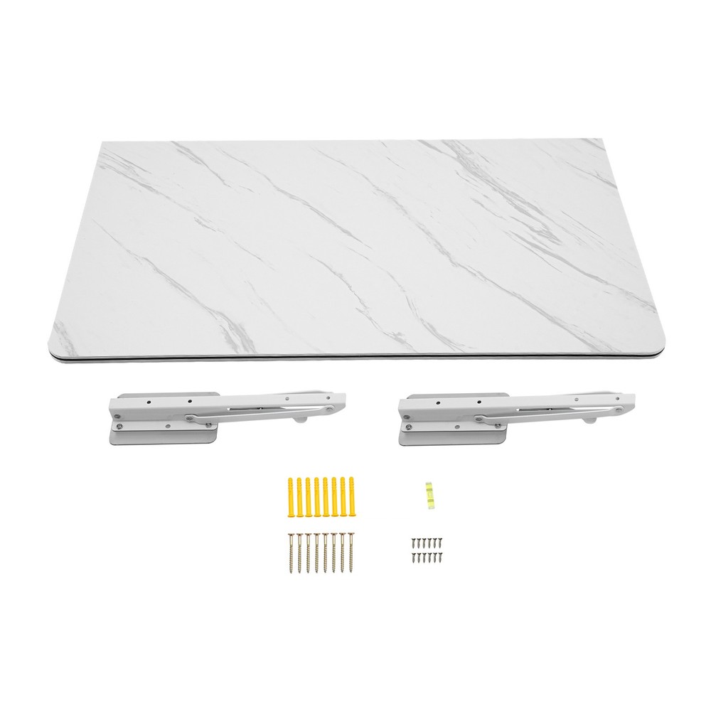 Folding Wall Mounted Laptop Desk with Brackets Space Saving Foldable Table