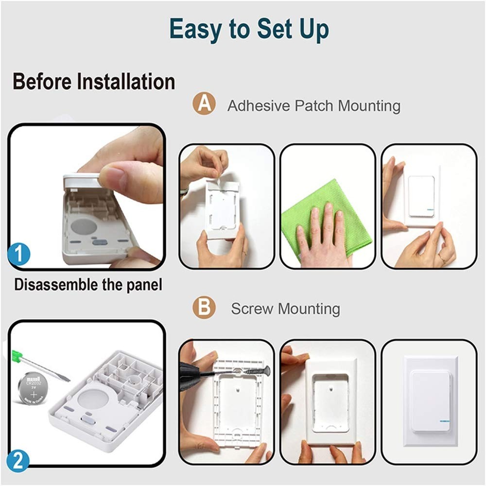 Thinkbee Wireless Light Switch and Receiver Kit, Mini Remote Control Switch w...