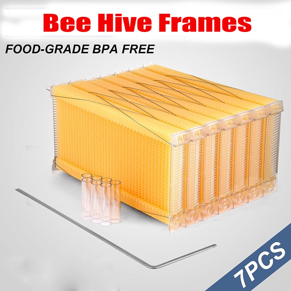 Comb Hive Frame Beehive 7PCS Upgraded Auto Honey Bee Hive Frames Beekeeping Tool