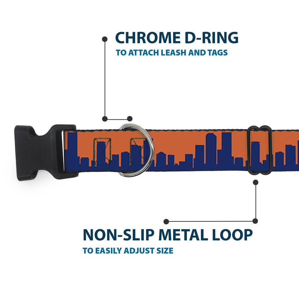 Plastic Clip Collar Denver Solid Skyline Orange/Navy Small 9.5-13"