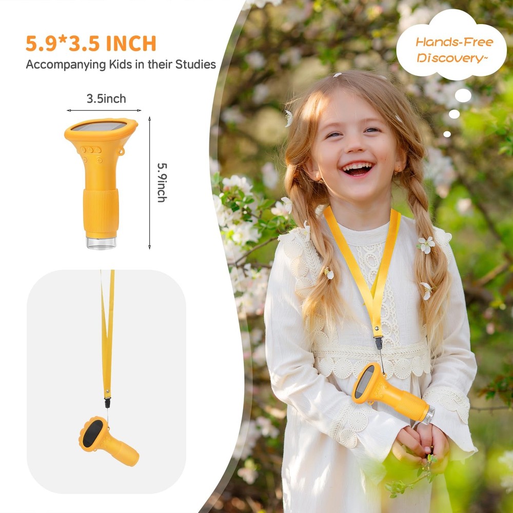 Kids Microscope Pocket Microscope, 2" IPS Screen 1000X Portable Microscope fo...