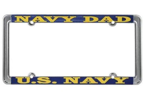 navy dad thin rim license plate frame made in usa