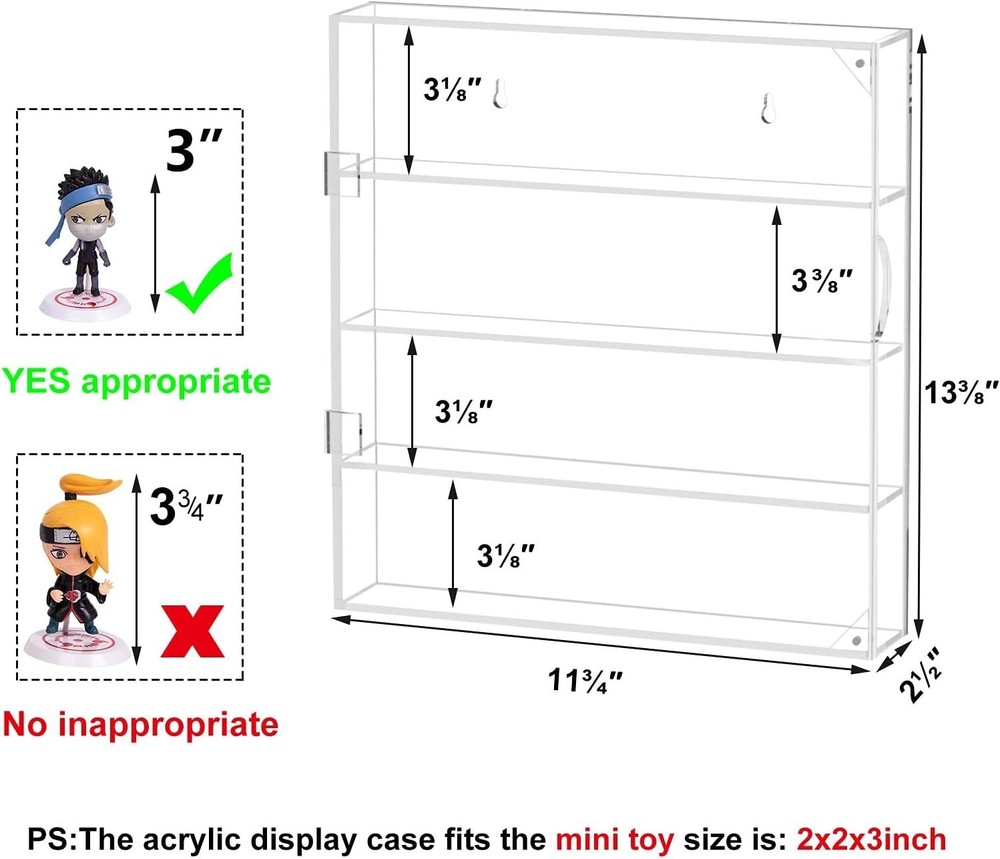Acrylic Display Case for Mini Funko Pop Figures, Clear Wall Mounted or Desktop