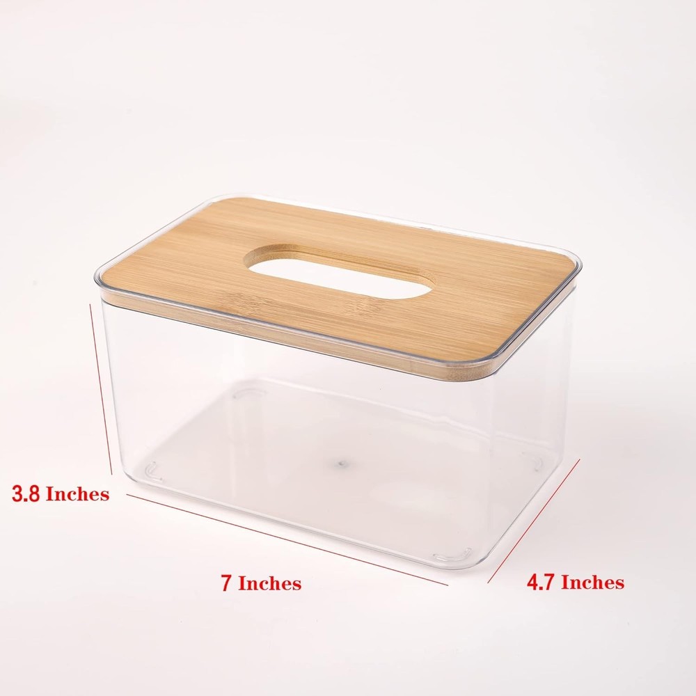 Acrylic Tissue Box Dispenser for Bathroom Kitchen Modern Clear Square