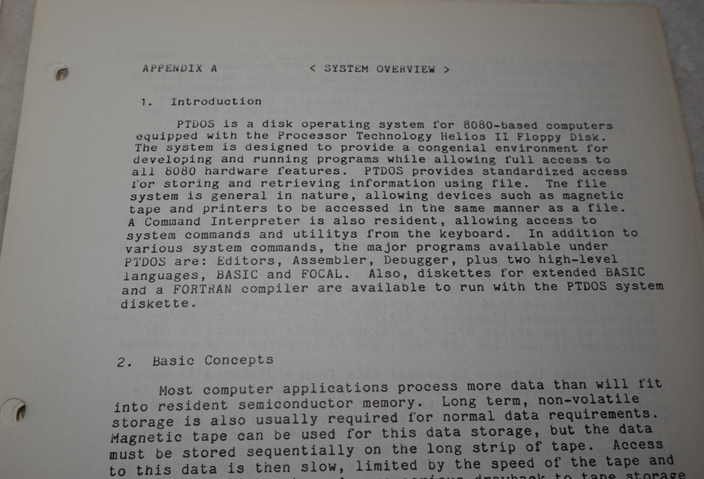 PTDOS 1.4 Processor Technology Disk Operating System 1977 Original User's Guide