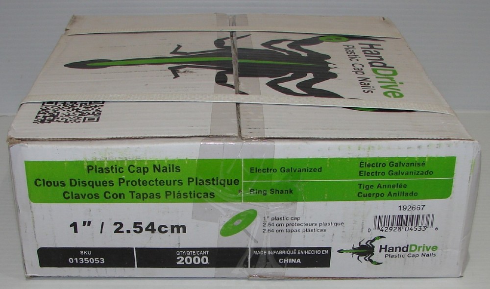 National Nail 0135053 1" Plastic Cap Nail 2000CT