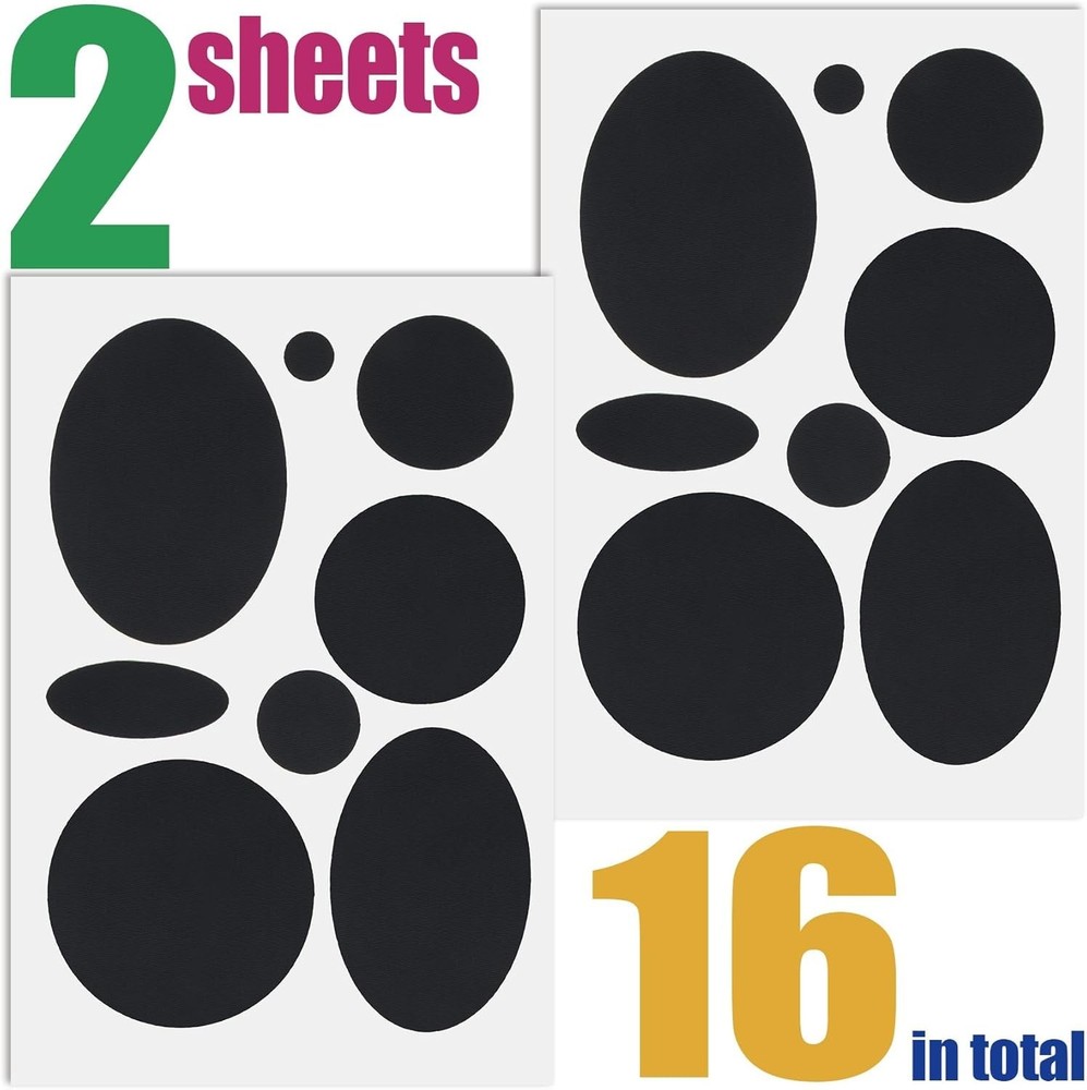 16pcs Puffer Down Jacket Repair Patch Kit, Black Nylon Fabric Repair Patch Self