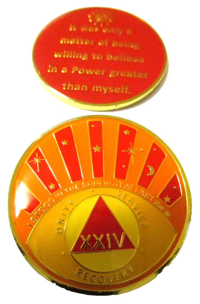 Coin 24 Year  Tri-plate Medallion AA Anniversary  Challenge