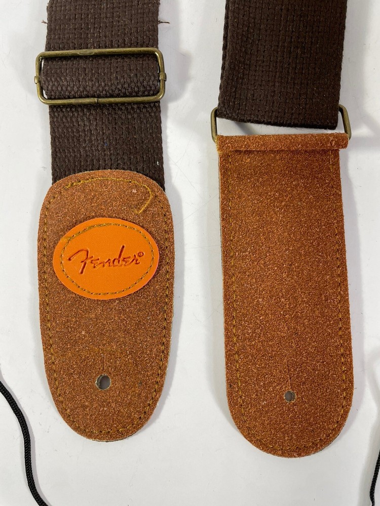 Fender 2" Dark Brown Cloth Guitar Strap with Leather Ends NEW!