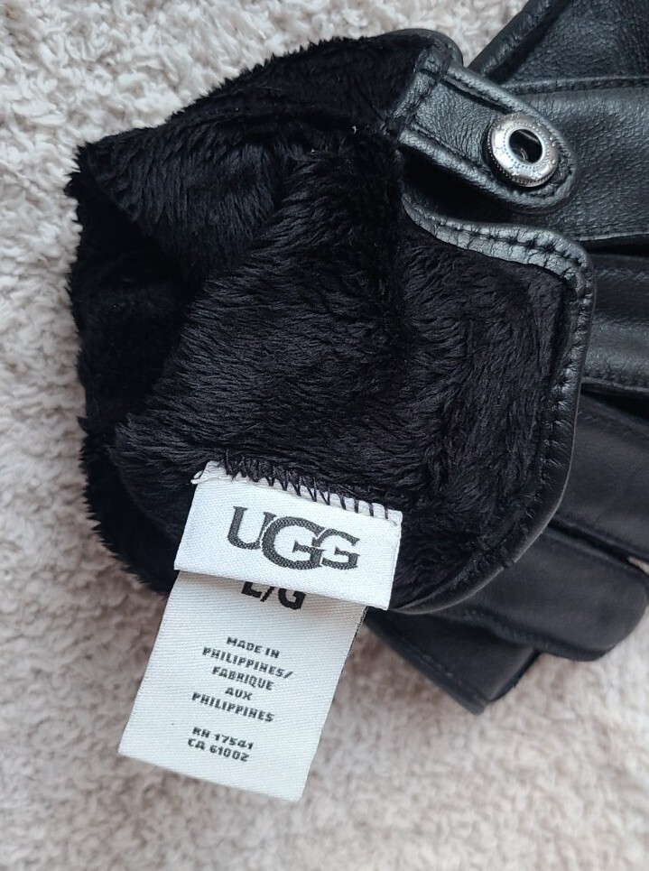 Ugg Matisse Black Leather Men's Tech Gloves Sz Large