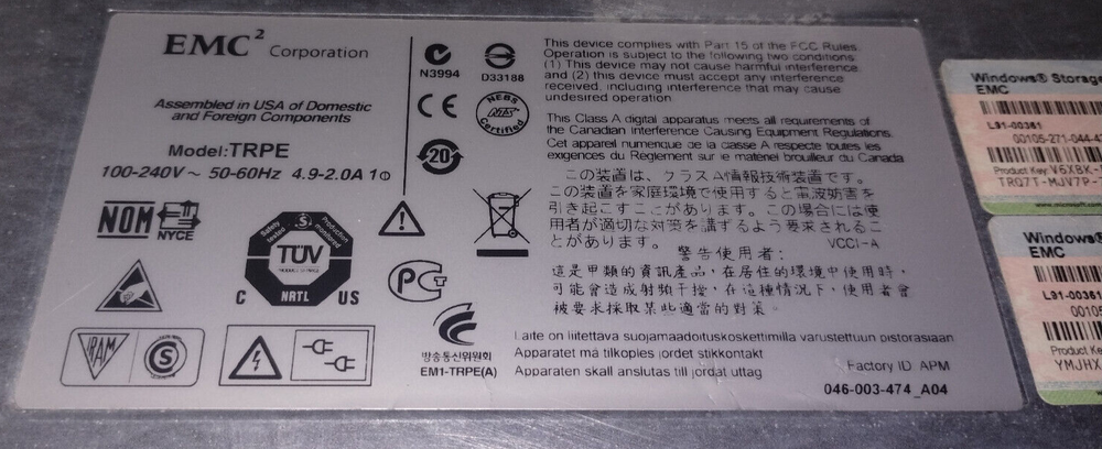 Dell EMC2 TRPE Storage Controller 2x Storage Server R2 X64 Licenses LOADED
