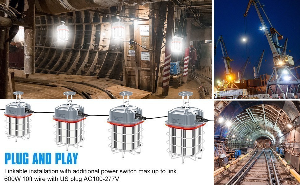 100 Watt LED Temporary Work Light Constructions Hanging Lamp Portable & Linkable