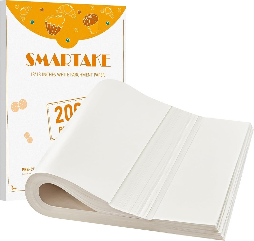 SMARTAKE 200pc Parchment Paper Baking Sheets 13x18 Non-Stick Precut for Oven