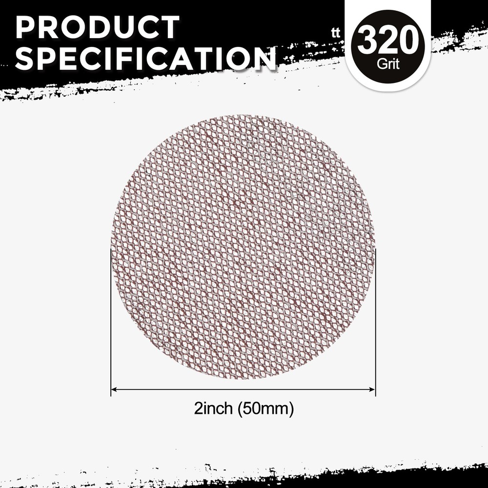 3 Pcs 2 Inch 320 Grit Hook and Loop Grid Sanding Discs
